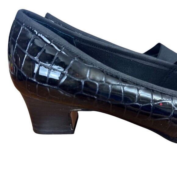 Ros Hommerson Womens Brown Patent Leather Croc Print Block Heel Pumps Shoes 8.5 - Picture 12 of 16